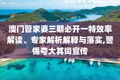 澳門管家婆三期必開一特效率解讀、專家解析解釋與落實,警惕夸大其詞宣傳